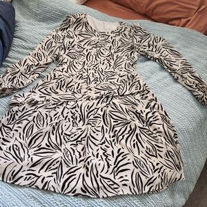 Eliza J Pebble Crepe Long Sleeve Fit & Flare